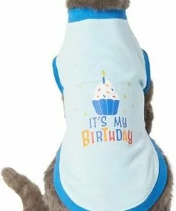 Frisco Confetti Birthday Hat, Small/Medium + Dog & Cat T-Shirt, Blue -Dog Cat Corner 302442 PT5. SY630 V1623070050