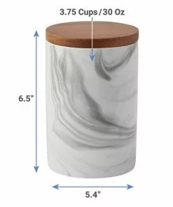 Frisco Marble Design Non-skid Ceramic Dog Bowl + Treat Jar with Wood Lid, 3.75 Cups -Dog Cat Corner 302482 PT6. SY630 V1623053849