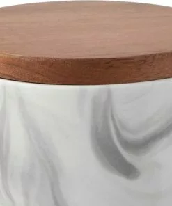 Frisco Marble Design Non-skid Ceramic Dog Bowl + Treat Jar with Wood Lid, 3.75 Cups -Dog Cat Corner 302482 PT7. SY630 V1623066748