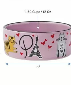 Frisco Paris Non-skid Ceramic Dish, 0.50 Cup + Cat Dish, 1.50 Cup -Dog Cat Corner 302490 PT7. SY630 V1623054762