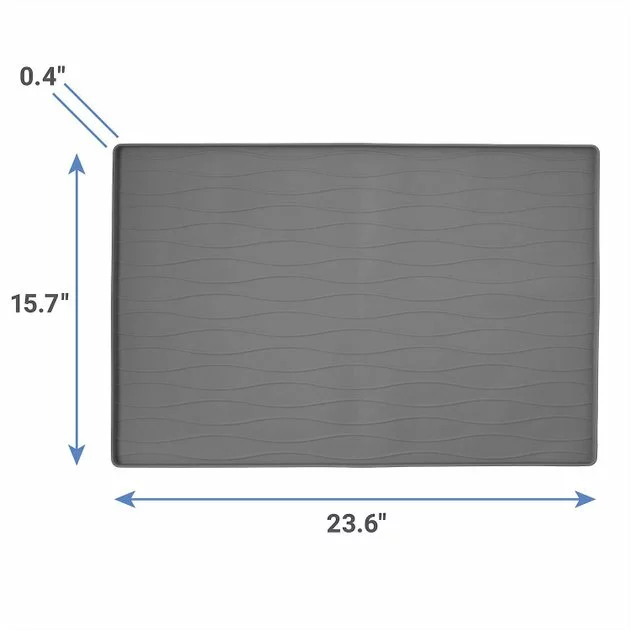 Frisco Silicone Food Mat, Gray, Large + Bones Non-skid Ceramic Dog Bowl 5 Frisco Silicone Food Mat, Gray, Large + Bones Non-skid Ceramic Dog Bowl - Image 3