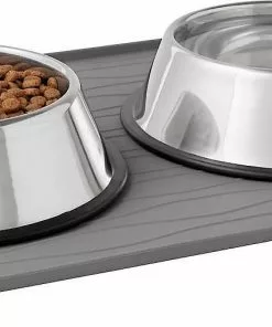 Frisco Silicone Food Mat, Gray, Large + Bones Non-skid Ceramic Dog Bowl 14 Frisco Silicone Food Mat, Gray, Large + Bones Non-skid Ceramic Dog Bowl -Dog Cat Corner 302516 PT3. SY630 V1623081157