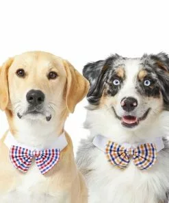 Frisco Plaid Dog & Cat Bow Tie, Red & Blue + Orange & Blue