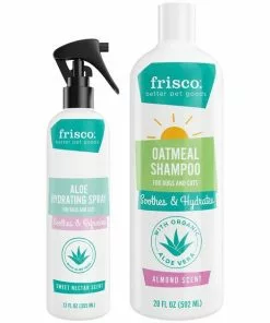 Frisco Aloe Hydrating Spray, 12-oz bottle + Oatmeal Shampoo with Aloe for Dogs & Cats, Almond Scent