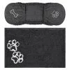 Frisco Microfiber Chenille Shammy Towel + Paw Print Mat, Gray, Large