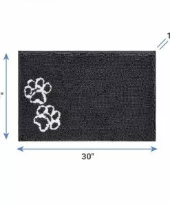 Frisco Microfiber Chenille Shammy Towel + Paw Print Mat, Gray, Large -Dog Cat Corner 303468 PT6. SY630 V1623057453