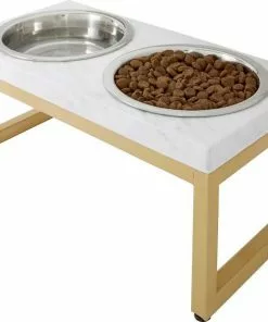 Frisco Plush Pouf Pillow Bed, Large + Marble Print Stainless Steel Double Elevated Dog Bowl, 3 Cups, Gold Stand 17 Frisco Plush Pouf Pillow Bed, Large + Marble Print Stainless Steel Double Elevated Dog Bowl, 3 Cups, Gold Stand -Dog Cat Corner 303534 PT6. SY630 V1625173988