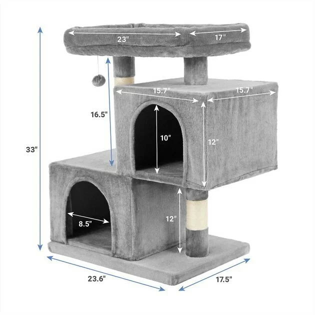 Frisco Self Warming Bolster Round Bed, Gray + 33-in Faux Fur Cat Tree & Condo, Gray 8 Frisco Self Warming Bolster Round Bed, Gray + 33-in Faux Fur Cat Tree & Condo, Gray - Image 6