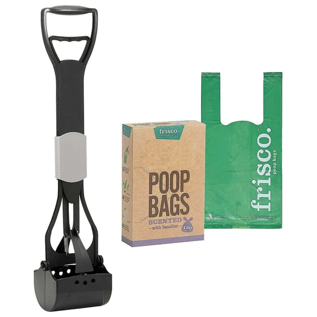 Frisco Spring Action Foldable Scooper, Large + Handle Dog Poop Bag, Scented, 120 count 3 Frisco Spring Action Foldable Scooper, Large + Handle Dog Poop Bag, Scented, 120 count