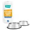 Frisco Stainless Steel Bowl, 4.75-cup, 2 count + Pet Toy & Bowl Cleaning Wipes -Dog Cat Corner 303622 MAIN. SY630 V1623056251