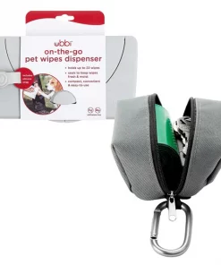 Ubbi||Frisco Ubbi On-The-Go Wipes Dispenser + Frisco Dog Poop Bags with Fabric Dispenser, 30 count, Gray