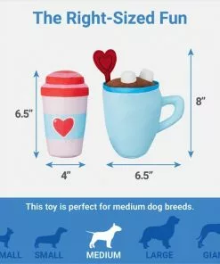 Frisco Coffee for Two Ballistic Nylon Plush Squeaky Dog Toy, 2 count -Dog Cat Corner 312897 PT1. SY630 V1640284906