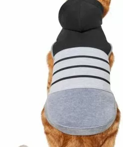 Frisco Gray Striped Dog & Cat Hoodie -Dog Cat Corner 317304 PT2. SY630 V1646435208