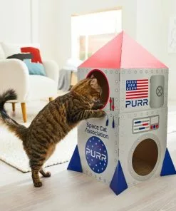 Frisco Spaceship Cardboard Cat House, 2-Story -Dog Cat Corner 317721 PT3. SY630 V1642099387