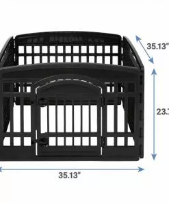 Frisco 4-Panel Plastic Exercise Playpen, Black + Dog Training & Potty Pads, 22 x 23-in, 150 count, Unscented -Dog Cat Corner 318956 PT2. SY630 V1630366894