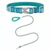 Frisco Outdoor Comfort Print Nylon Padded Collar, Large, Neck: 18 -26-in, Width: 1-in + Outdoor Ultra Reflective Rope Leash With Padded Handle, Bayou Teal, 6 - ft -Dog Cat Corner 319068 MAIN. SY630 V1631140607
