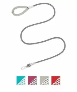 Frisco Outdoor Comfort Print Nylon Padded Collar, Medium - Neck: 14-20-in, Width: 3/4-in + Outdoor Ultra Reflective Rope Leash With Padded Handle, Stone Gray, 6 - ft -Dog Cat Corner 319080 PT5. SY630 V1631160694