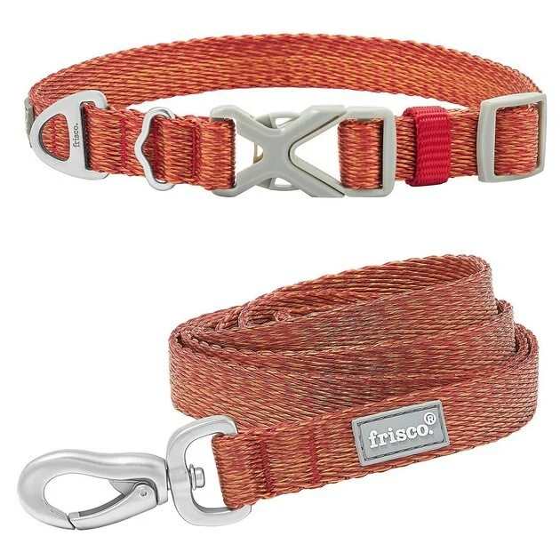 Frisco Outdoor Heathered Nylon Collar, Flamepoint Orange, Medium - Neck: 14-20-in, Width: 3/4-in + Dog Leash, Flamepoint Orange, Medium - Length: 6-ft, Width: 3/4-in 3 Frisco Outdoor Heathered Nylon Collar, Flamepoint Orange, Medium - Neck: 14-20-in, Width: 3/4-in + Dog Leash, Flamepoint Orange, Medium - Length: 6-ft, Width: 3/4-in