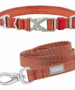 Frisco Outdoor Heathered Nylon Collar, Flamepoint Orange, Small - Neck: 10-14-in, Width: 5/8-in + Dog Leash, Flamepoint Orange, Small - Length: 6-ft, Width: 5/8-in