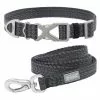 Frisco Outdoor Heathered Nylon Collar, Midnight Black, LG, Neck: 18 -26-in, Width: 1-in + Dog Leash, Midnight Black, LG - Length: 6-ft, Width: 1-in
