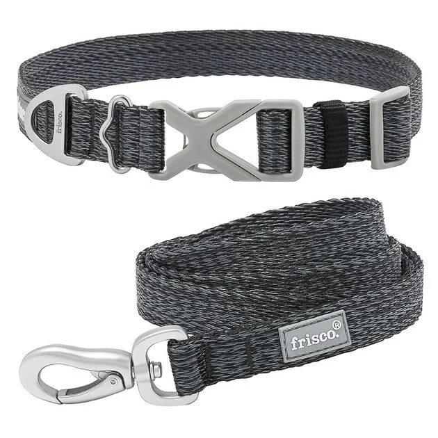 Frisco Outdoor Heathered Nylon Collar, Midnight Black, MD - Neck: 14-20-in, Width: 3/4-in + Dog Leash, Midnight Black, MD - Length: 6-ft, Width: 3/4-in 3 Frisco Outdoor Heathered Nylon Collar, Midnight Black, MD - Neck: 14-20-in, Width: 3/4-in + Dog Leash, Midnight Black, MD - Length: 6-ft, Width: 3/4-in