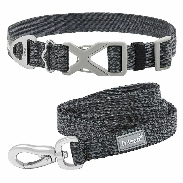 Frisco Outdoor Heathered Nylon Collar, Midnight Black, XS, Neck: 8-12-in, Width: 5/8th -in + Dog Leash, Midnight Black, SM - Length: 6-ft, Width: 5/8-in 3 Frisco Outdoor Heathered Nylon Collar, Midnight Black, XS, Neck: 8-12-in, Width: 5/8th -in + Dog Leash, Midnight Black, SM - Length: 6-ft, Width: 5/8-in