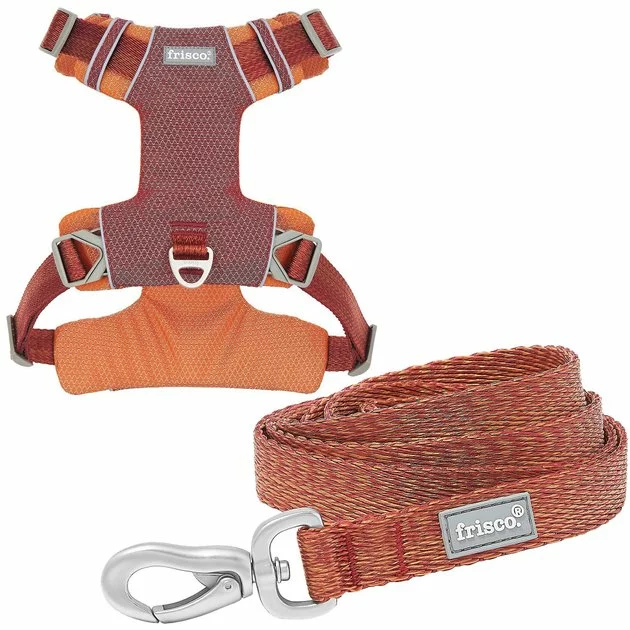 Frisco Outdoor Lightweight Ripstop Nylon Harness, Flamepoint Orange, Small, Neck: 13 to 19-in, Girth: 16 to 22-in + Heathered Dog Leash, Flamepoint Orange, Small - Length: 6-ft, Width: 5/8-in 3 Frisco Outdoor Lightweight Ripstop Nylon Harness, Flamepoint Orange, Small, Neck: 13 to 19-in, Girth: 16 to 22-in + Heathered Dog Leash, Flamepoint Orange, Small - Length: 6-ft, Width: 5/8-in