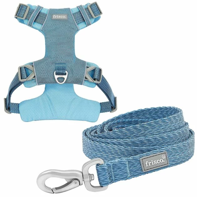 Frisco Outdoor Lightweight Ripstop Nylon Harness, River Blue, Large, Neck: 18 to 28-in, Girth 24 to 34-in + Heathered Dog Leash, River Blue, Large - Length: 6-ft, Width: 1-in 3 Frisco Outdoor Lightweight Ripstop Nylon Harness, River Blue, Large, Neck: 18 to 28-in, Girth 24 to 34-in + Heathered Dog Leash, River Blue, Large - Length: 6-ft, Width: 1-in
