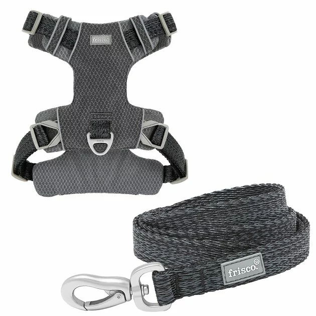 Frisco Outdoor Lightweight Ripstop Nylon Harness, Storm Gray, Small, Neck: 13 to 19-in, Girth: 16 to 22-in + Heathered Dog Leash, Midnight Black, SM - Length: 6-ft, Width: 5/8-in 3 Frisco Outdoor Lightweight Ripstop Nylon Harness, Storm Gray, Small, Neck: 13 to 19-in, Girth: 16 to 22-in + Heathered Dog Leash, Midnight Black, SM - Length: 6-ft, Width: 5/8-in