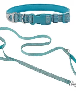 Frisco Outdoor Nylon Reflective Comfort Padded Collar, Bayou Teal, Extra Small, Neck: 8-12-in, Width: 5/8th-in + Dog Leash, Bayou Teal, Small - Length: 6-ft, Width: 5/8-in