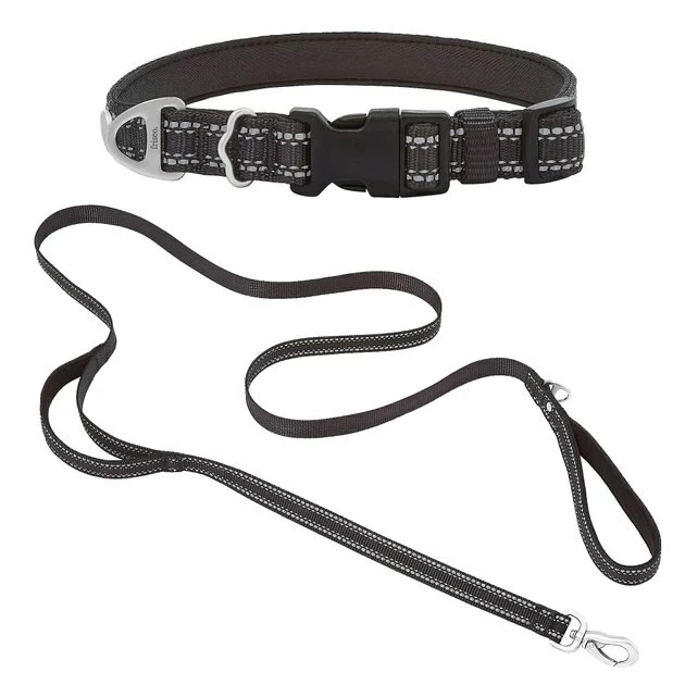 Frisco Outdoor Nylon Reflective Comfort Padded Collar, Midnight Black, SM - Neck: 10-14-in, Width: 5/8-in + Dog Leash, Midnight Black, SM - Length: 6-ft, Width: 5/8-in 3 Frisco Outdoor Nylon Reflective Comfort Padded Collar, Midnight Black, SM - Neck: 10-14-in, Width: 5/8-in + Dog Leash, Midnight Black, SM - Length: 6-ft, Width: 5/8-in