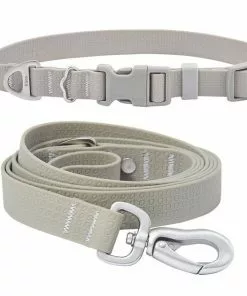 Frisco Outdoor Solid Textured Waterproof Stink Proof PVC Collar, Storm Gray, Extra Small - Neck: 8-12-in, Width: 5/8th-in + Dog Leash, Storm Gray, Small - Length: 6-ft, Width: 5/8-in