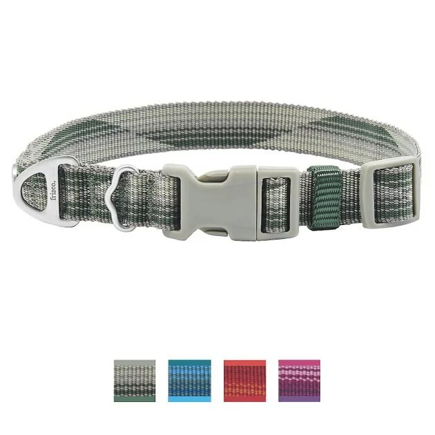 Frisco Outdoor Woven Jacquard Nylon Dog Collar, Forest Green, Medium - Neck: 14-20-in, Width: 3/4-in + Ultra Reflective Rope Leash With Padded Handle, Stone Gray, 6 - ft 4 Frisco Outdoor Woven Jacquard Nylon Dog Collar, Forest Green, Medium - Neck: 14-20-in, Width: 3/4-in + Ultra Reflective Rope Leash With Padded Handle, Stone Gray, 6 - ft - Image 2