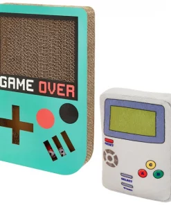 Frisco Retro Game Over Scratcher Cat Toy + Retro Game On Plush Squeaky Dog Toy