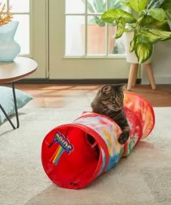 Frisco Pride Tie Dye Foldable Play Tunnel Cat Toy with Catnip